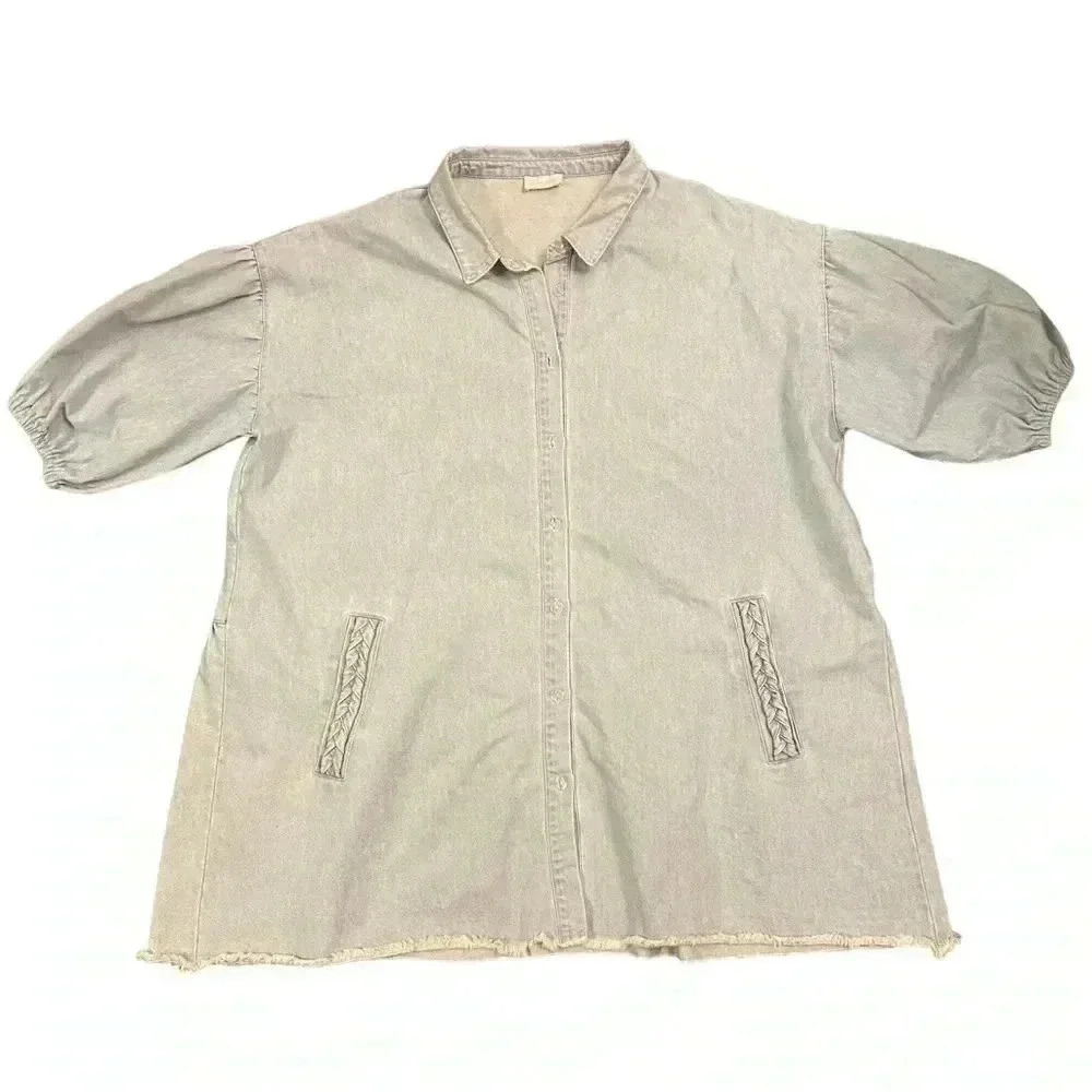 PINKLILY CHAMBRAY LONG SLEEVE MINI DRESS SIZE XL